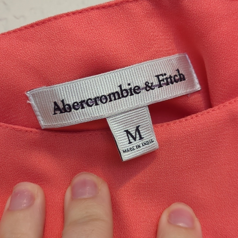 Abercrombie & Fitch coral pink tiered sleeveless mini dress - Picture 7 of 11